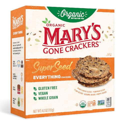 Mary's Gone Crackers Super Seed Crackers, Everything, 4 Ounce (Pack of 1), Organic Plant Based Protein, Gluten Free
