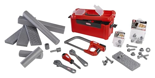 Little Tikes Creative Construction Tool Box Set with 9 Accessories, Pretend Play Construction Set, for Boys and Girls Ages 3+ Years