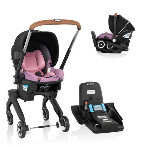 Evenflo Gold Shyft DualRide with Carryall Storage Infant Car Seat and Stroller Combo (Opal Pink)