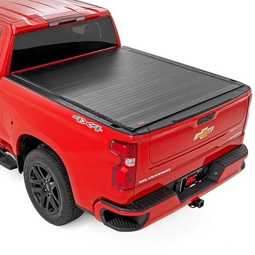 Rough Country Hard Roll-Up Tonneau Cover for Chevy Silverado & GMC Sierra 1500 (2019-2025) - Aluminum Truck Bed Cover, Fits 5'10 Bed (69.9")