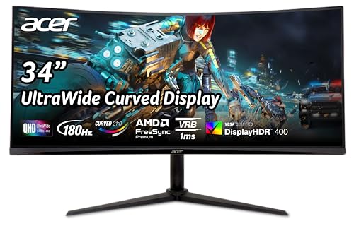 (-28%) Acer Nitro XZ342CUV3 Gaming Monitor 34 Zoll (86,4 cm), UWQHD, 180Hz, Curved
