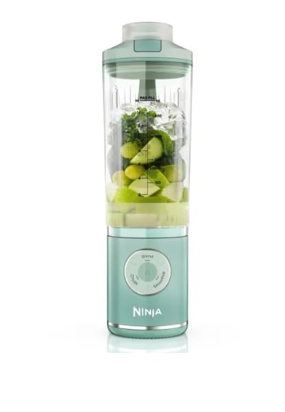 (-14%) Ninja Blast Max Tragbarer Mixer/Blender/Smoothie Maker, 570 ml, wiederaufladbar, Mixbecher & auslaufsicherer Deckel, 3 Funktionen, Smoothies, Proteinshakes, Meerglas BC251EUMT