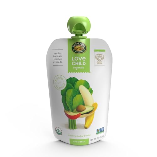 Love Child Organics Superblends Apples, Bananas, Spinach + Avocado Puree, 4 oz (Pack of 12), Non-GMO, by Nature's Path