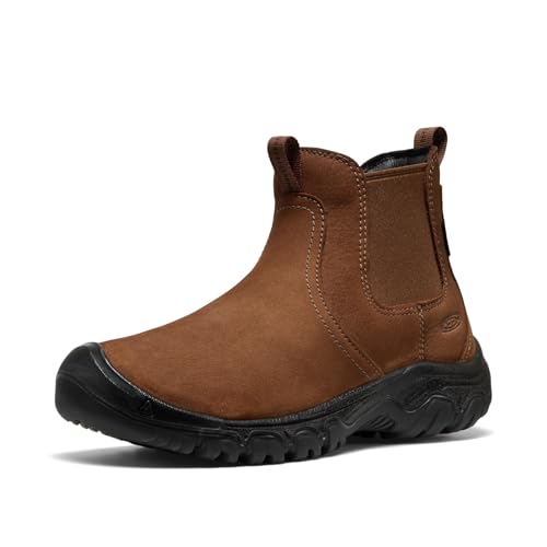 KEEN Women's Greta 2 Chelsea Pull On Durable Comfortable Insulated Waterproof Snow Boots, Bison/Black, 8.5