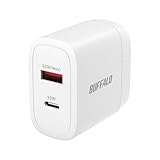 バッファロー 充電器 30W 2ポート Type-C Type-A USB PD Power Delivery 3.0 急速充電 GaN 窒化ガリウム 折り畳み式 コンセント プラグ PSE適合 【 iPhone 17 / 16 / 15 / iPad/Android 対応】 BSACPD3005C2WH