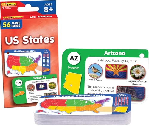 Teacher Created Resources US States Flash Cards (EP62099) : Toys & Games