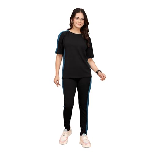 ALISBA Women's Active Wear Track Suit Set - Sportswear Top & Bottom Set for Women Western for Fitness & Workout Tshirt for Women Gym pants for women w
