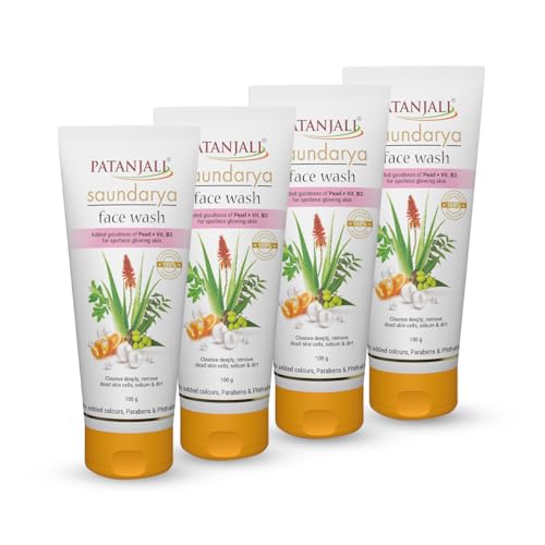 Saundarya Face Wash, for Clean and Fresh Skin with Natural Ingredients for Daily Use 100g (Pack of 4)