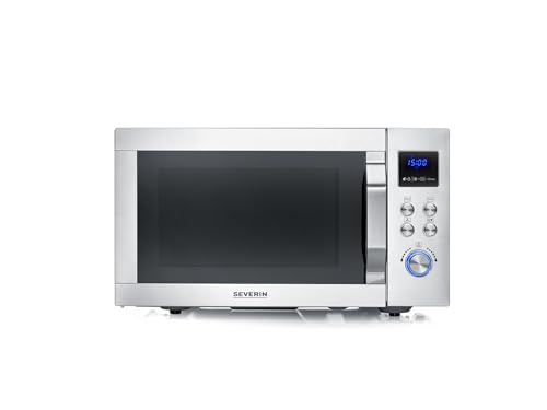 (-40%) SEVERIN 4-in-1 Mikrowelle „Crispy Wave“, Heißluft-Funktion bis 230°C, Heißluftfritteuse, Mikrowelle, Backofen & Grill, 95 min Timer, max. 2150 W Leistung, 25L, Silber/Edelstahl, MW 7982