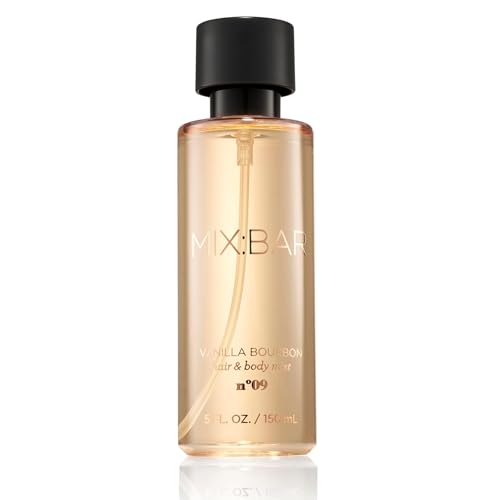 MIX:BAR Vanilla Bourbon Hair + Body Mist, Bedroom Linen Spray - Notes of Sandalwood, Vanilla Bean, Jasmine, Bergamot, 5oz