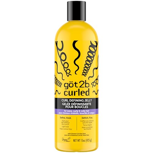 Got2B Curled Curl Defining Jelly,15oz, for all curl types, wavy, curly & coily, style your hair without the crunch, light hold, helps control frizz