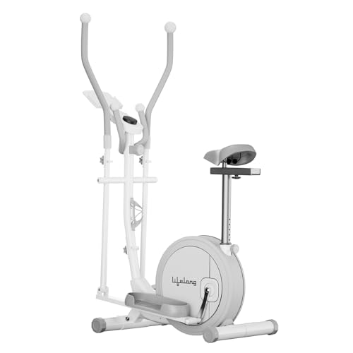 Lifelong Elliptical Cross Trainer Bike for Home Use | Cycling Machine | Exercise Machine with Touch LED Screen Display, Adjustable Seat |6kg Flywheel|