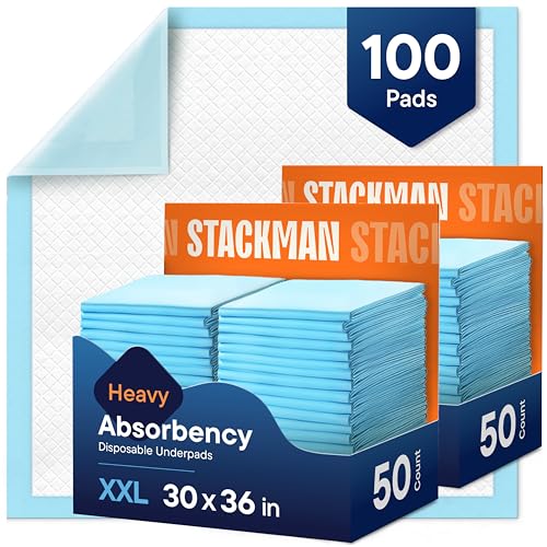 Chucks Pads Disposable [100-Pack] Adult Incontinence Underpads 30"x 36" Extra Large Super Absorbent Protective Bed Pads, Leak-Proof Pads - Pee Pads for Kids & Adults - Dog & Puppy Training Pads