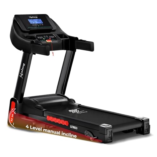 Lifelong FitPro Motorized Treadmill for Home (4HP Peak) | 3-Level Manual Incline | Rubberies Shock Absorption | Foldable Hydraulic | 12 Preset Workout