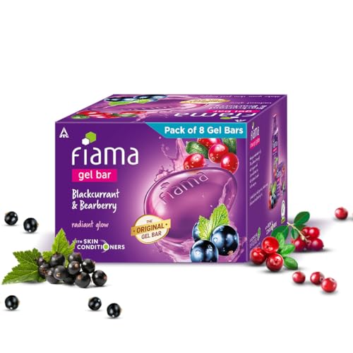 Fiama Gel Bar Soap Blackcurrant and Bearberry, 1000 g (125g, Pack of 8), for Radiant Glowing Skin, with Skin Conditioners, All Skin Types, For Women &