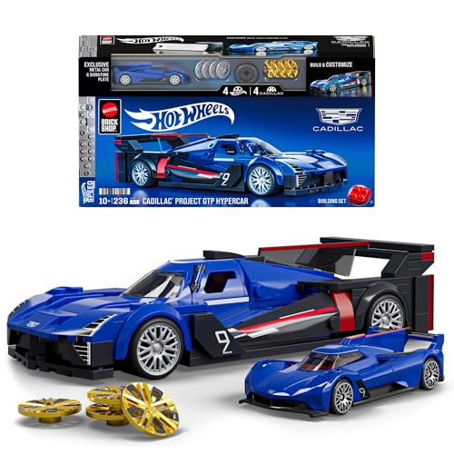 Mattel Brick Shop Hot Wheels Speed Series Building Set, Cadillac Project GTP Hypercar with 236 Pieces, Realistic Details and Custom Decals, Adult Collectors and Kids Ages 10+