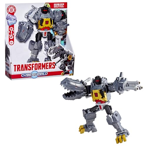 Transformers Cyberworld Grimlock Chomp & Battle 9-Inch Action Figure, Quick Change to Dino Mode, Robot Toys for Boys & Girls 6+ Years