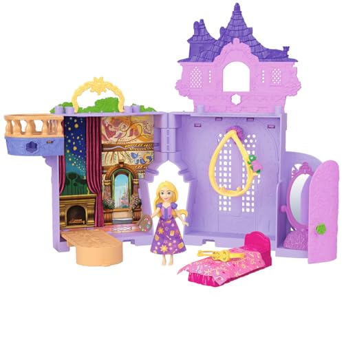 Mattel Disney Princess Toys, Rapunzel Storytime Stackers Doll House Tower with Rapunzel Small Doll, 1 Pascal Figure & 7 Accessories, Inspired by Movie