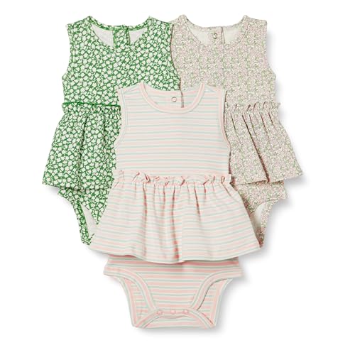 🔥 SELTEN SO GÜNSTIG (-63%) Amazon Essentials Baby Mädchen Ärmellose Bodysuit-Kleider, 3er-Pack, Salbeigrün Streublumen/Streifen, 24 Monate