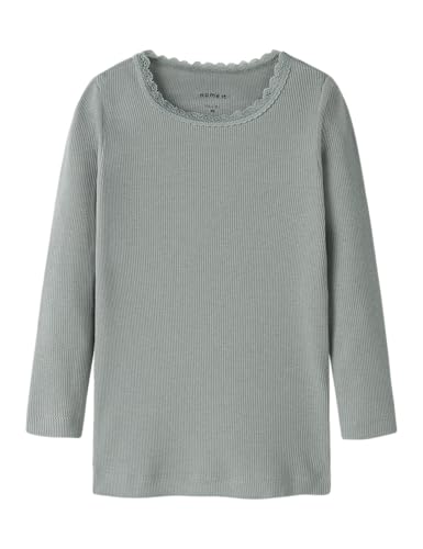 🔥 STARKER PREIS (-45%) Name IT Mädchen Nmfkab Ls Top Noos T Shirt 13198042,Slate Gray,86