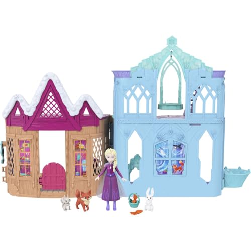 Mattel Disney Frozen Elsa Small Doll Playset w/ 10 Play Areas, 3 Animal Friends & 8 Accy, Storytime Stackers, Inspired by Animals of Arendelle
