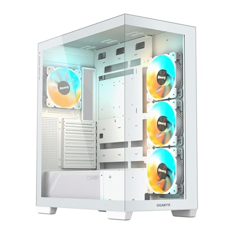 GIGABYTE C500 Panoramic Stealth ICE Mid Tower Gaming Cabinet | Panoramic Glass | Optimized Airflow Design | Supports Mini ITX/Micro ATX/ATX | 4 Pre-In