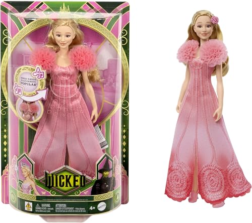 Mattel Wicked Singing Glinda Fashion Doll & Accessories, Posable with Movie-Inspired Look & Removable Outfit, Sings “Popular”