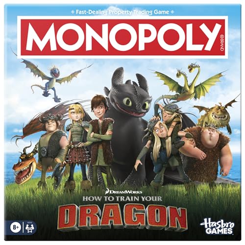 Monopoly DreamWorks How to Train Your Dragon Edition Board Game | Ages 8+ | 2 to 4 Players | 45 Mins. | Fun Family Games for Kids, Teens & Adults (Amazon Exclusive)