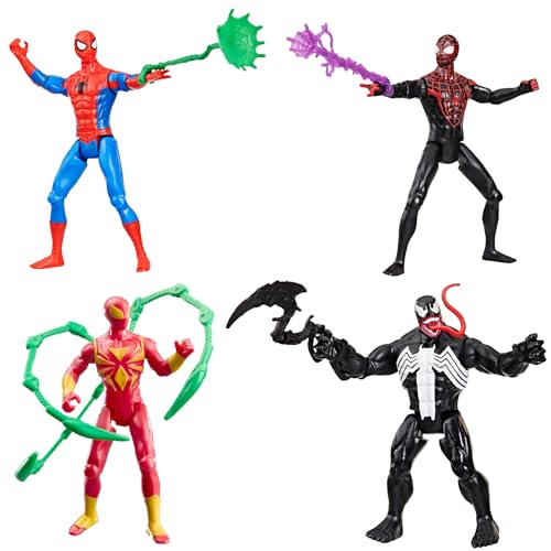 SPIDER-MAN Marvel VenomVersus Epic World of Action, Miles Morales, Iron Spider & Venom, Superhero Toys, Action Figure 4-Pack (Amazon Exclusive)