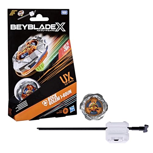 Beyblade X Rock Golem 1-60UN UX Starter Pack Set with Takara Tomy Defense Type Top and Launcher, Battling Tops Game Toys, Ages 8+