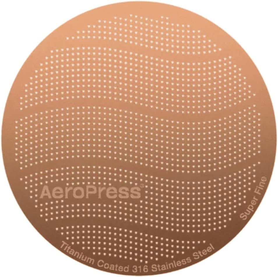 AeroPress Gold Tone Stainless Steel Reusable Filter, Durable Metal Coffee Filter for Standard Size AeroPress Manual Coffee Makers