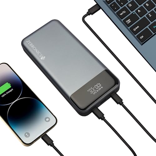 ZEBRONICS EnergiPOD 27R3 Power Bank, 27000 mAh, 100W, PD 3.0 Type C, Rapid Charging, Outputs - Dual Type C | USB A, LED Display, Auto Protections, Fli