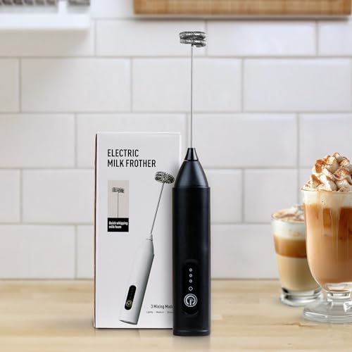 The Earth Store Handheld USB Frother Electric Rechargeable Coffee Frother | 3 Speed & Type C Charging Milk Frother | Hand Frother for Coffee, Milk, Ca