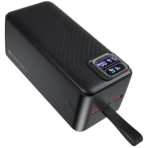 ZEBRONICS EnergiPOD 50R1 Power Bank, 50000 mAh, 22.5W, PD 3.0 Type C, Rapid Charging, Outputs - Type C | Dual USB A, LED Display, Auto Protections, Ma