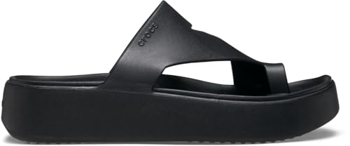 Crocs Women's Getaway Toe Loop Platform Sandals, LiteRide Comfort, Black, 8