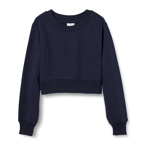 Amazon Essentials Girls' Cropped Sweatshirt, Navy, Small