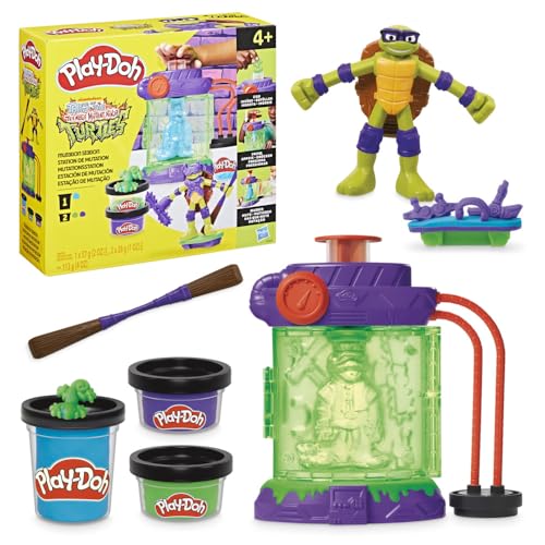 🔥 STARKER PREIS (-56%) Play-Doh Teenage Mutant Ninja Turtles Mutationsstation Spielset, Bastel-Set für Mädchen und Jungen ab 4 Jahren zum Formen und kreativen Spielen mit 3 Dosen Knete