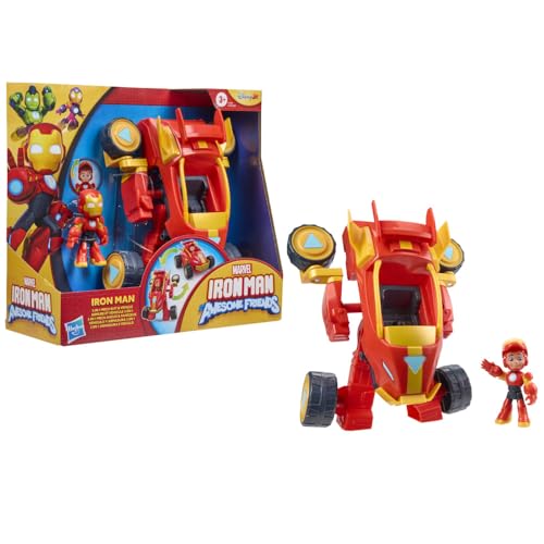 Marvel Iron Man and his Awesome Friends 2-in-1 Mech Suit & Vehicle, Action Figure & Toy Vehicle Set, 3-Inch-Scale Super Hero Toys, Ages 3+