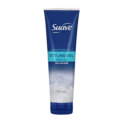 Suave+ Hair Gel For Men Barber Essentials Styling, Strong Hold and Low Shine, No Flakes, Barber-Quality Results, 9 oz