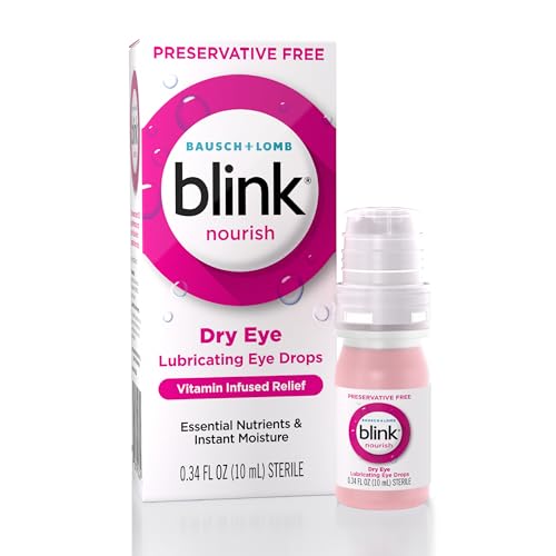 BLINK Nourish Preservative-Free Lubricating Eye Drops, with Glycerin for Instant Hydration, Vitamin Infused Relief, Replenishes and Refreshes Eyes, 0.33 FL Oz