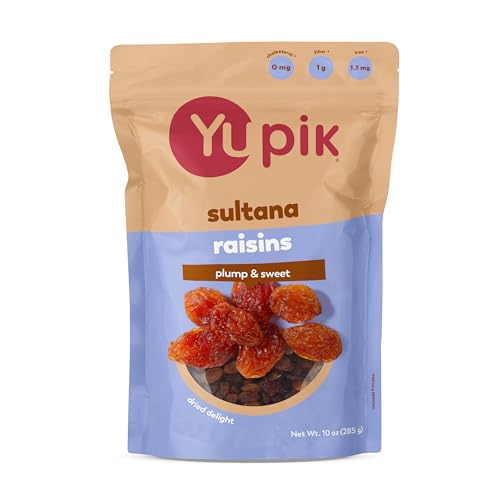 Yupik Sultana Raisins, 10 Oz, Gluten-Free, Kosher, Plump Dried Fruits, Naturally Sweet, Unsweetened, Seedless, Healthy Snacks