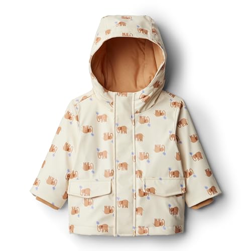 Amazon Essentials x Sofia Grainge Baby Boys' Water-Repellent Rain Jacket, Ivory Elephants, 24 Months