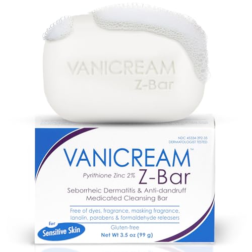 Vanicream Z-Bar, Seborrheic Dermatitis & Anti-dandruff Medicated Cleansing Bar, 2% Pyrithione Zinc Z-Bar Helps Relieve Itching, Redness and Flaking, 3.5 OZ