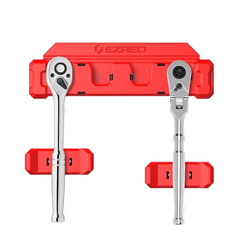 EZRED EZRH4 Magnetic 3/8" Ratchet Holder, Red, Holds 4 Ratchets