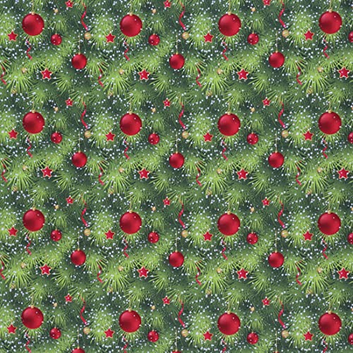 Mook Fabrics Christmas Printed Fabric [45in. Wide] – 100% Cotton Material for Quilting, Home Decor Accents | Arts, Crafts & Sewing, Festive Branches Red Cut by The Yard