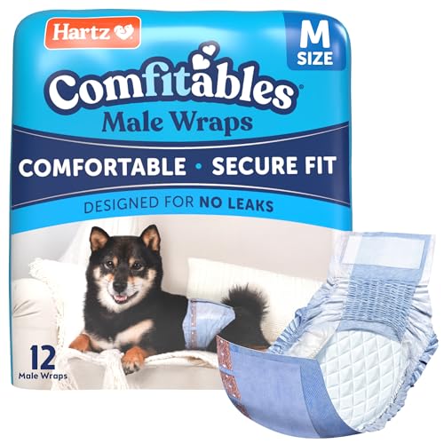 New! Hartz® Comfitables® Disposable Male Dog Wraps with Stretchy Waistband, Medium 12 Count