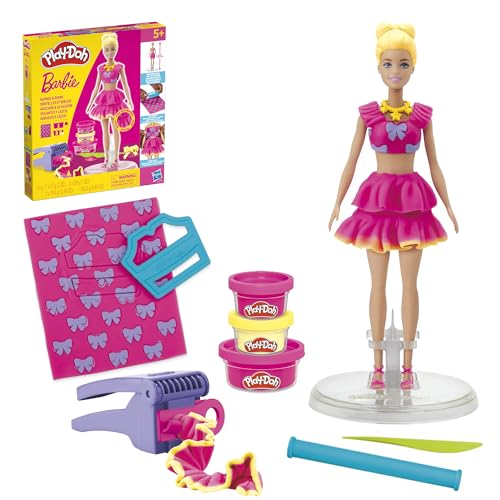 Play-Doh Barbie Ruffles and Bows Set, Make Doll Clothes with Modeling Compound & 9 Fashion Accessories, Arts & Crafts for Girls & Boys 5+