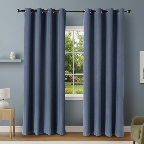 ⚡ BLITZDEAL (-72%) Amazon Basics 100% Verdunkelungsvorhänge mit Ösen, 2er Set, 132 x 244 cm, Marineblau