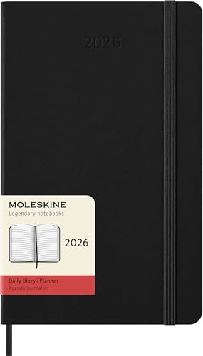 Moleskine Classic 12 Month 2026 Daily Planner, Hard Cover, Large (5" x 8.25"), Black, 400 pages