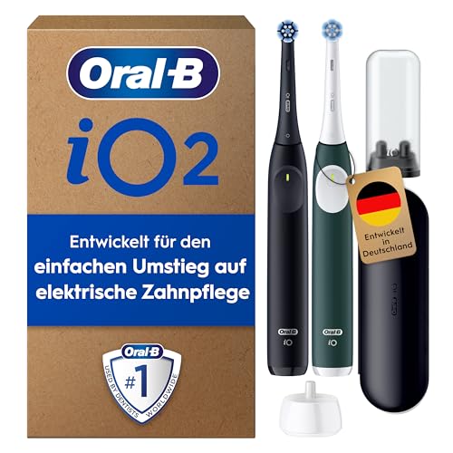 🔥 STARKER PREIS (-46%) Oral-B iO Series 2 Elektrische Zahnbürste, Doppelpack, Schwarz/Grün